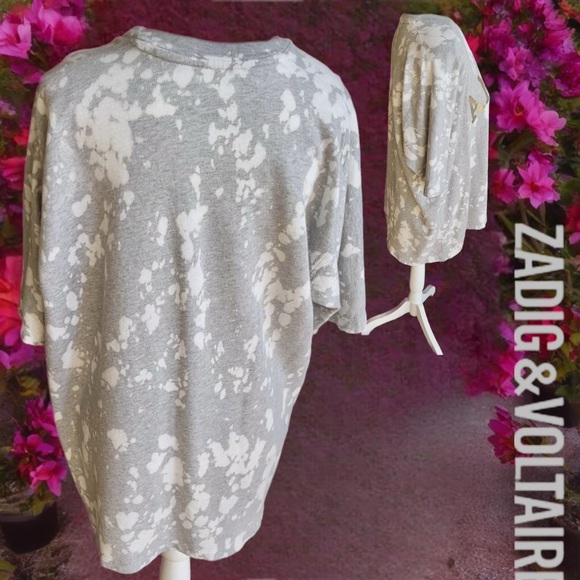 Zadig & Voltaire Gray T-Shirt with Gold Amour Print - Picture 6 of 9